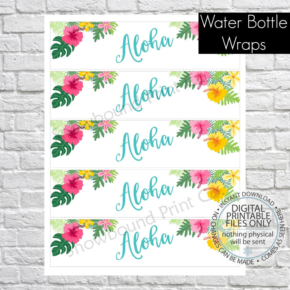 PRINTABLE Water Bottle Wraps - Tropical Aloha – Snowbound Print Co