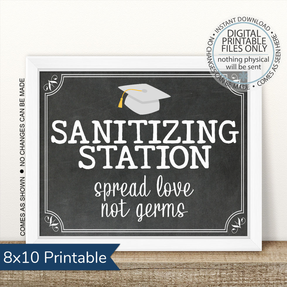 PRINTABLE Sanitizing Station Graduation Sign – Snowbound Print Co