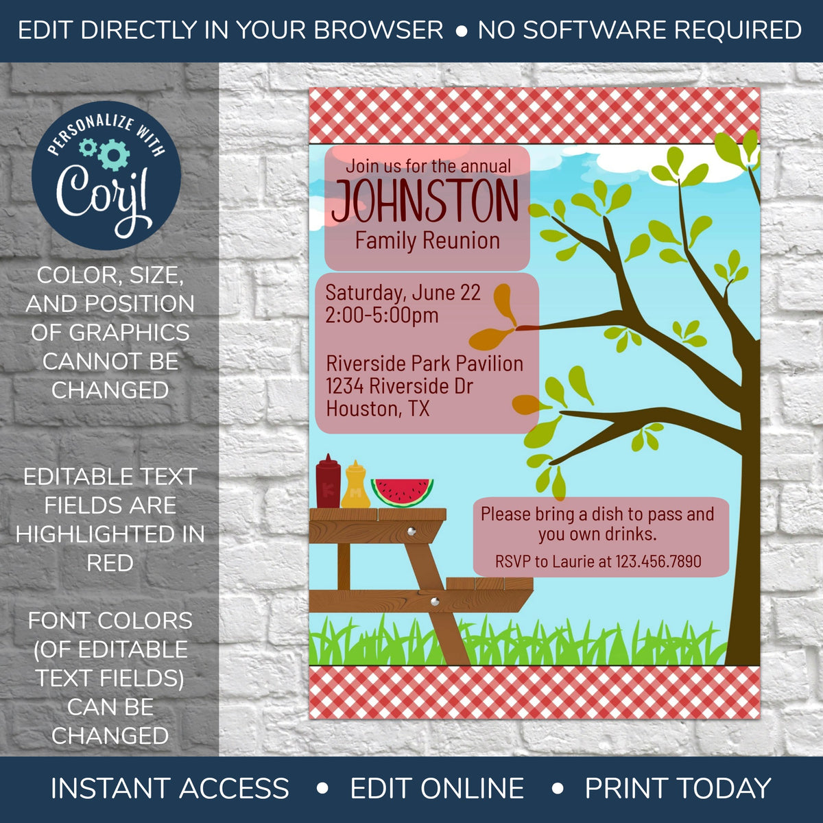 EDITABLE Family Reunion Invitation - Family Tree – Snowbound Print Co