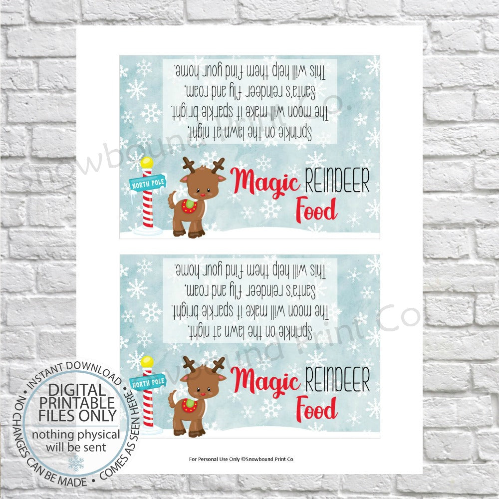 PRINTABLE Christmas Gift Bag Topper - Reindeer Food – Snowbound Print Co