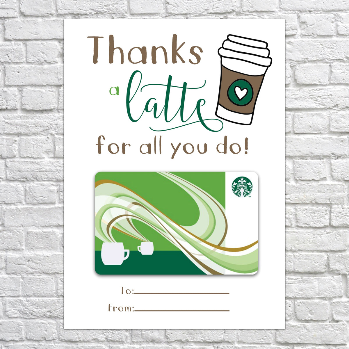 PRINTABLE Thanks a Latte Gift Card Holder – Snowbound Print Co