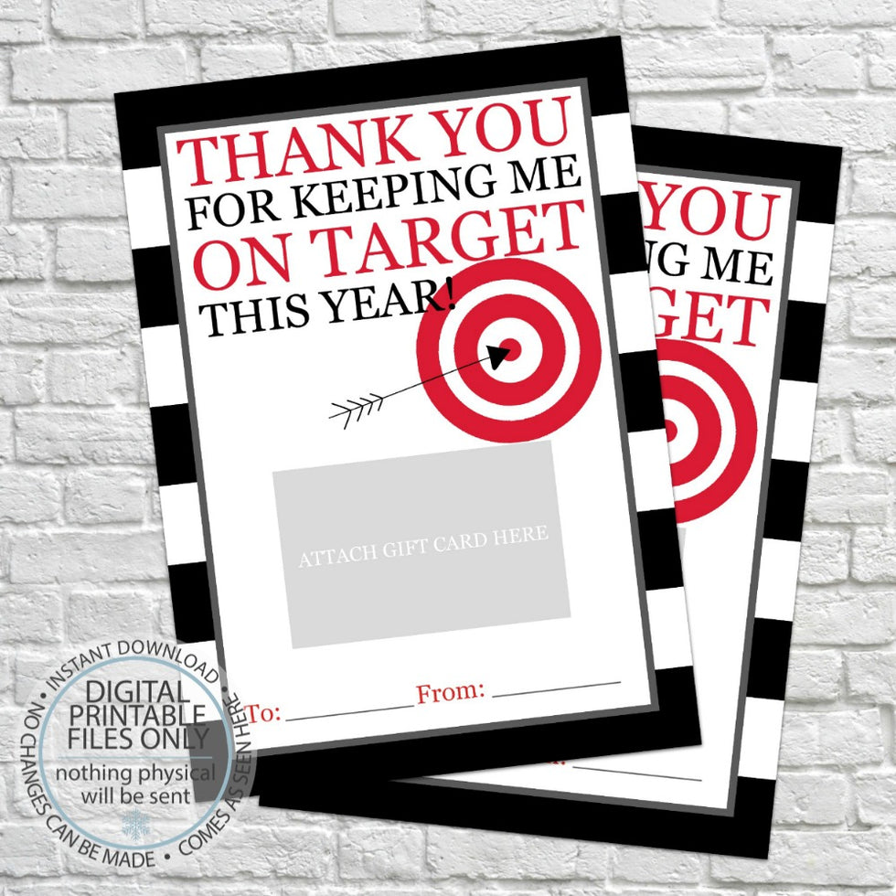 PRINTABLE Thank You for Keeping Me on Target This Year Gift Card Holde